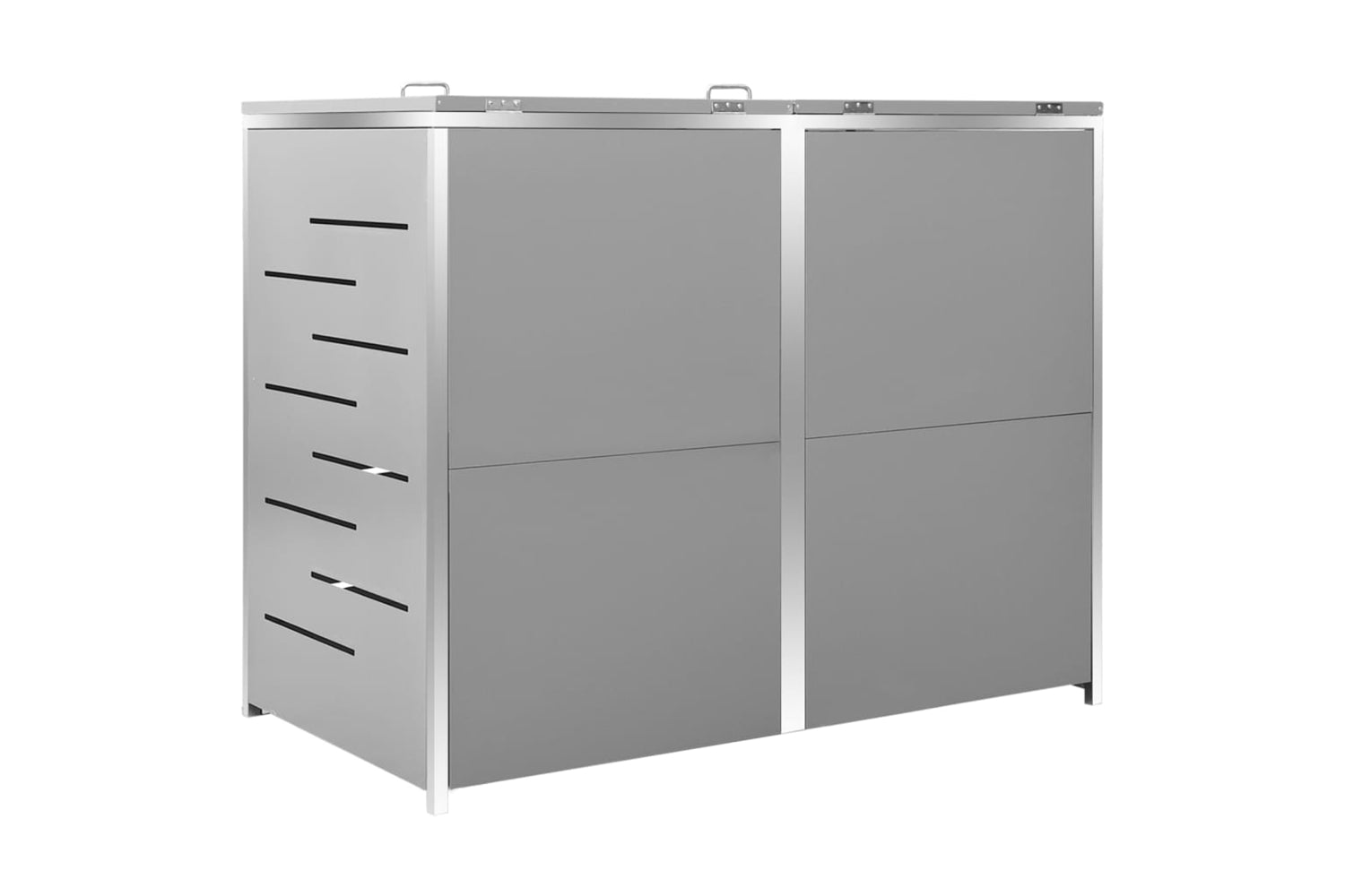 vidaXL Double Wheelie Bin Shed 138x77.5x112.5cm Stainless Steel-3