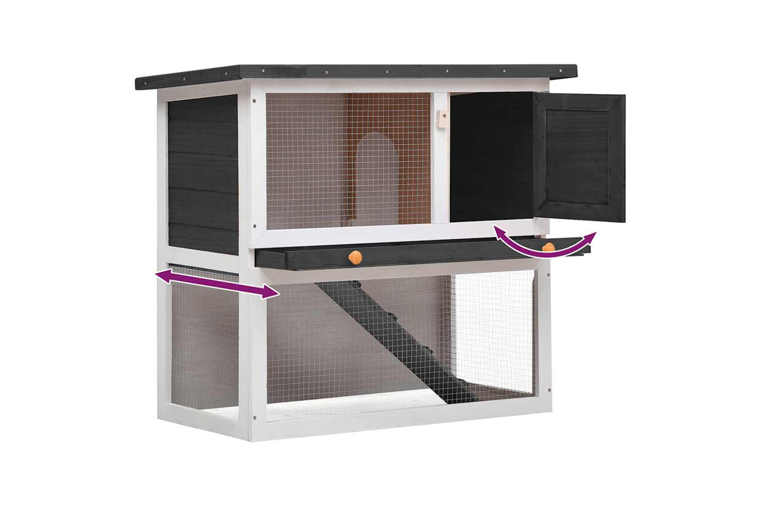 Vidaxl 170831 Outdoor Rabbit Hutch 1 Door Grey Wood-5