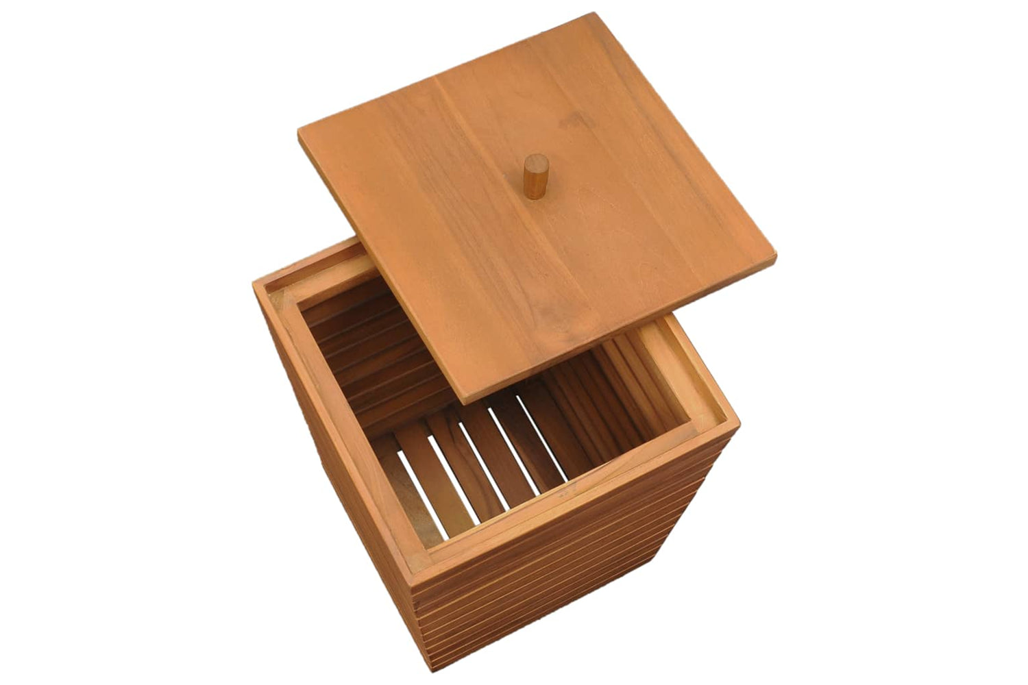 vidaXL 289074 Laundry Basket 30x30x45cm Solid Teak Wood-4
