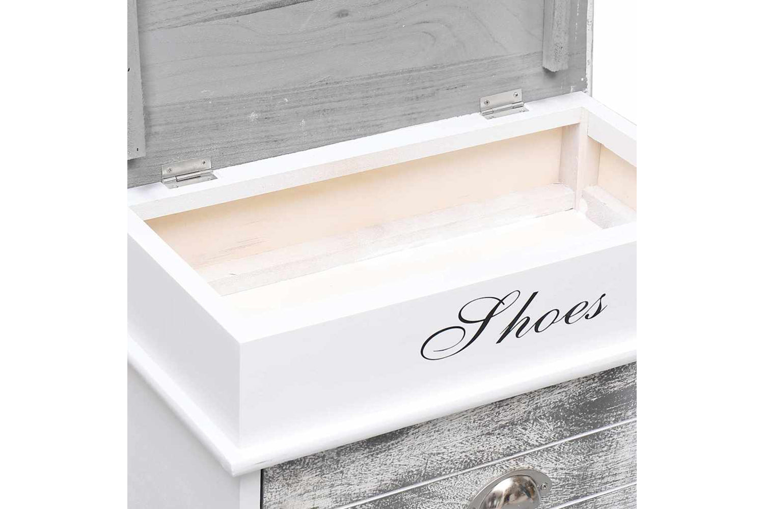vidaXL 284081 Shoe Cabinet Grey 50x28x58cm Paulownia Wood-6
