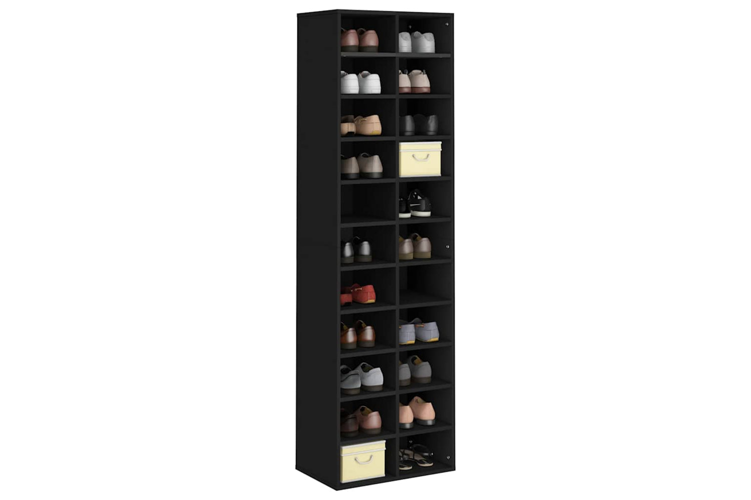 vidaXL 800370 Shoe Cabinet Black 54x34x183cm Engineered Wood-2