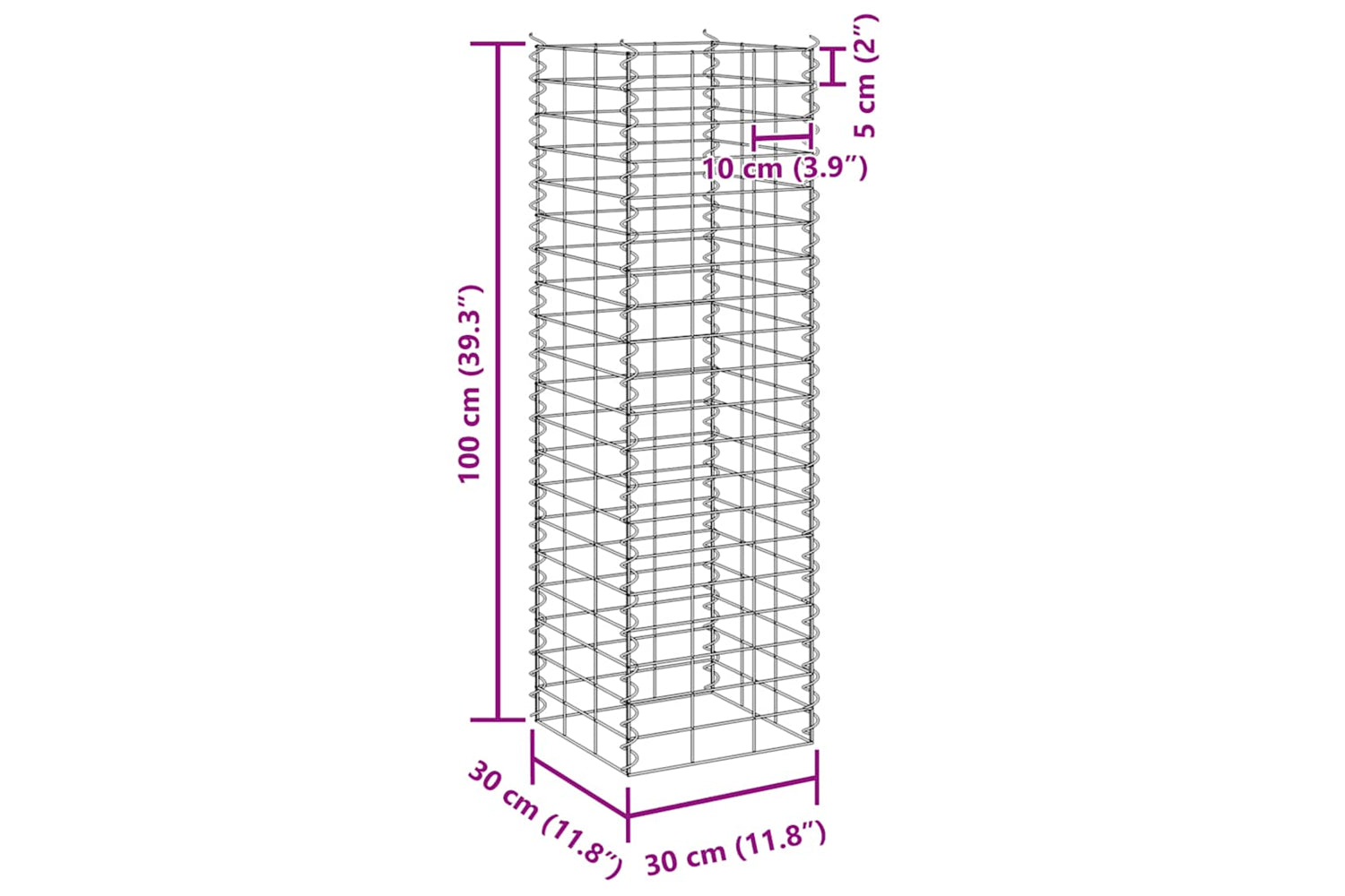 Vidaxl 151249 Gabion Raised Beds 3 Pcs 30x30x100 Cm Iron-8