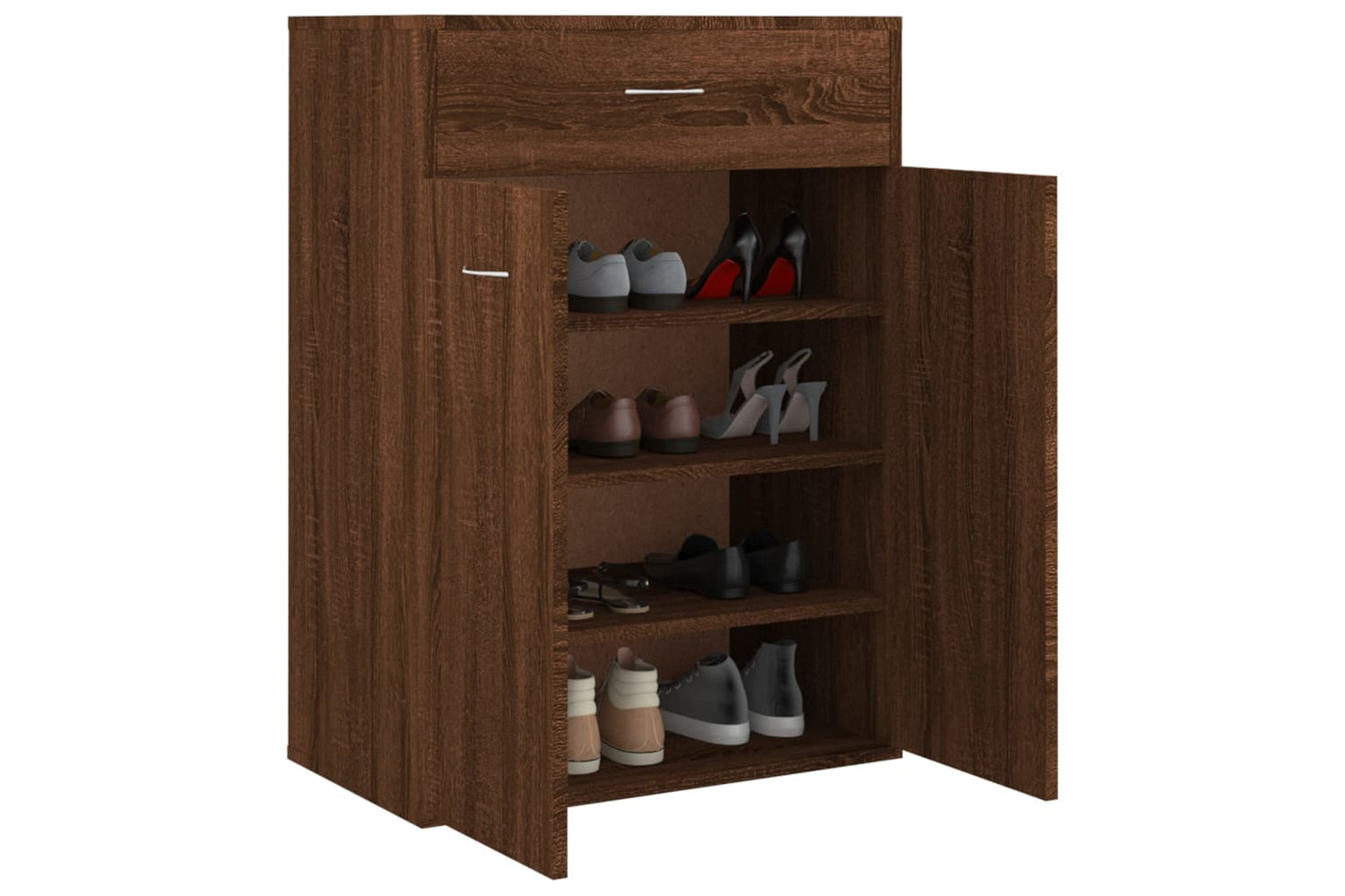 vidaXL 815419 Shoe Cabinet Brown Oak 60x35x84cm Engineered Wood-4