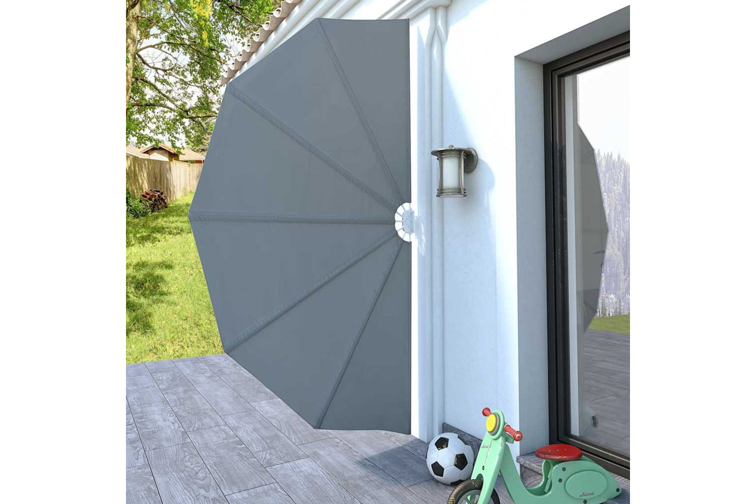 vidaXL 44575 Collapsible Terrace Side Awning Grey 160cm-2
