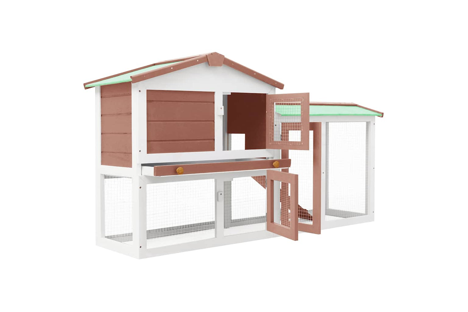 Vidaxl 170841 Outdoor Large Rabbit Hutch Brown And White 145 X 45 X 84 Wood-3
