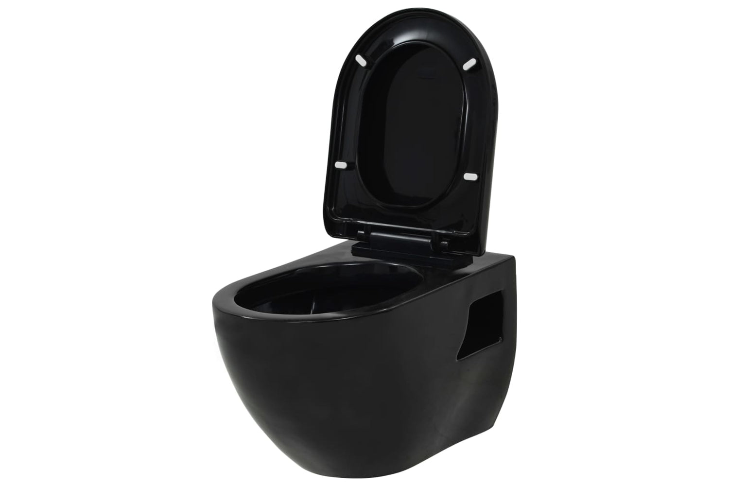 vidaXL 3054479 Wall-Hung Toilet with Concealed Cistern Ceramic | Black-3