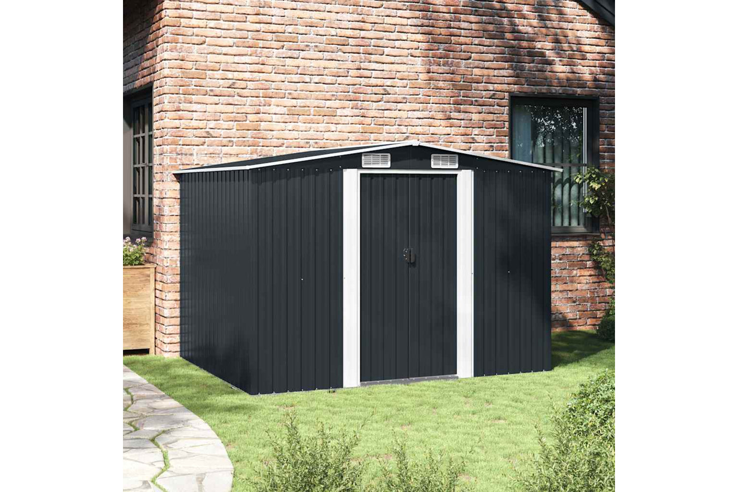 Vidaxl Garden Storage Shed Anthracite Steel 257x205x178 Cm-3