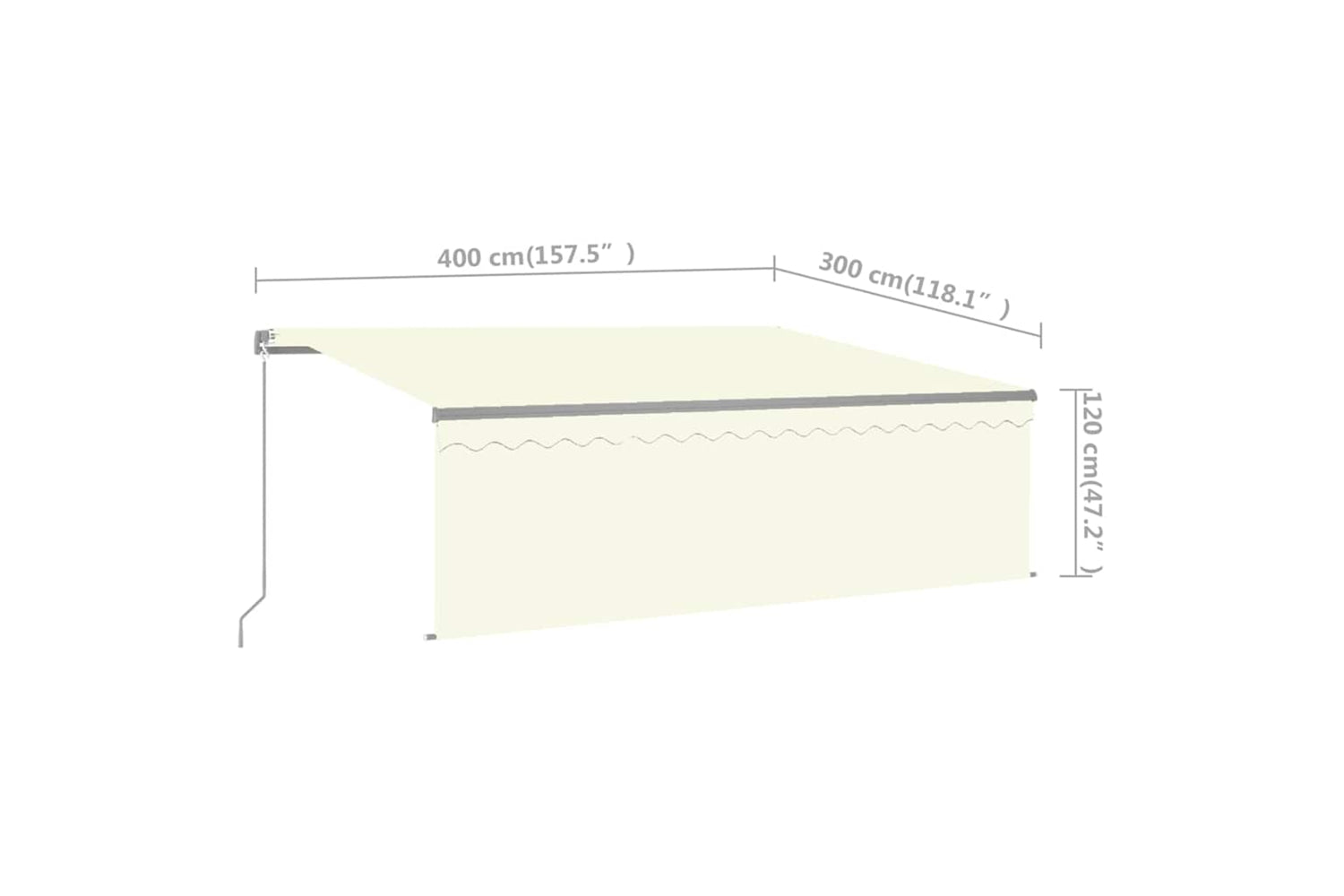 Vidaxl 3069417 Manual Retractable Awning With Blind 4x3m Cream-6