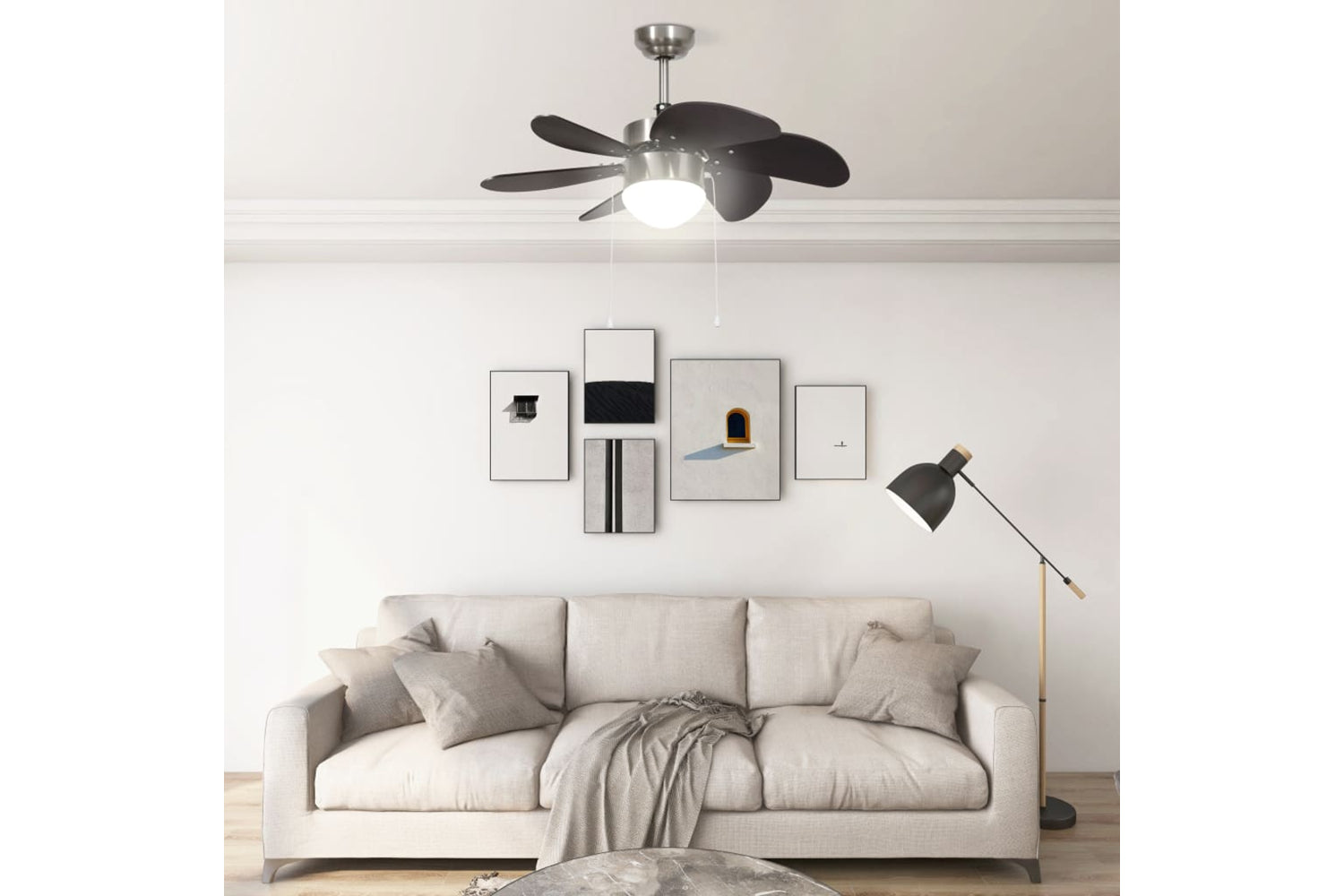 vidaXL 51488 Ceiling Fan With Light 76cm Dark Brown-2