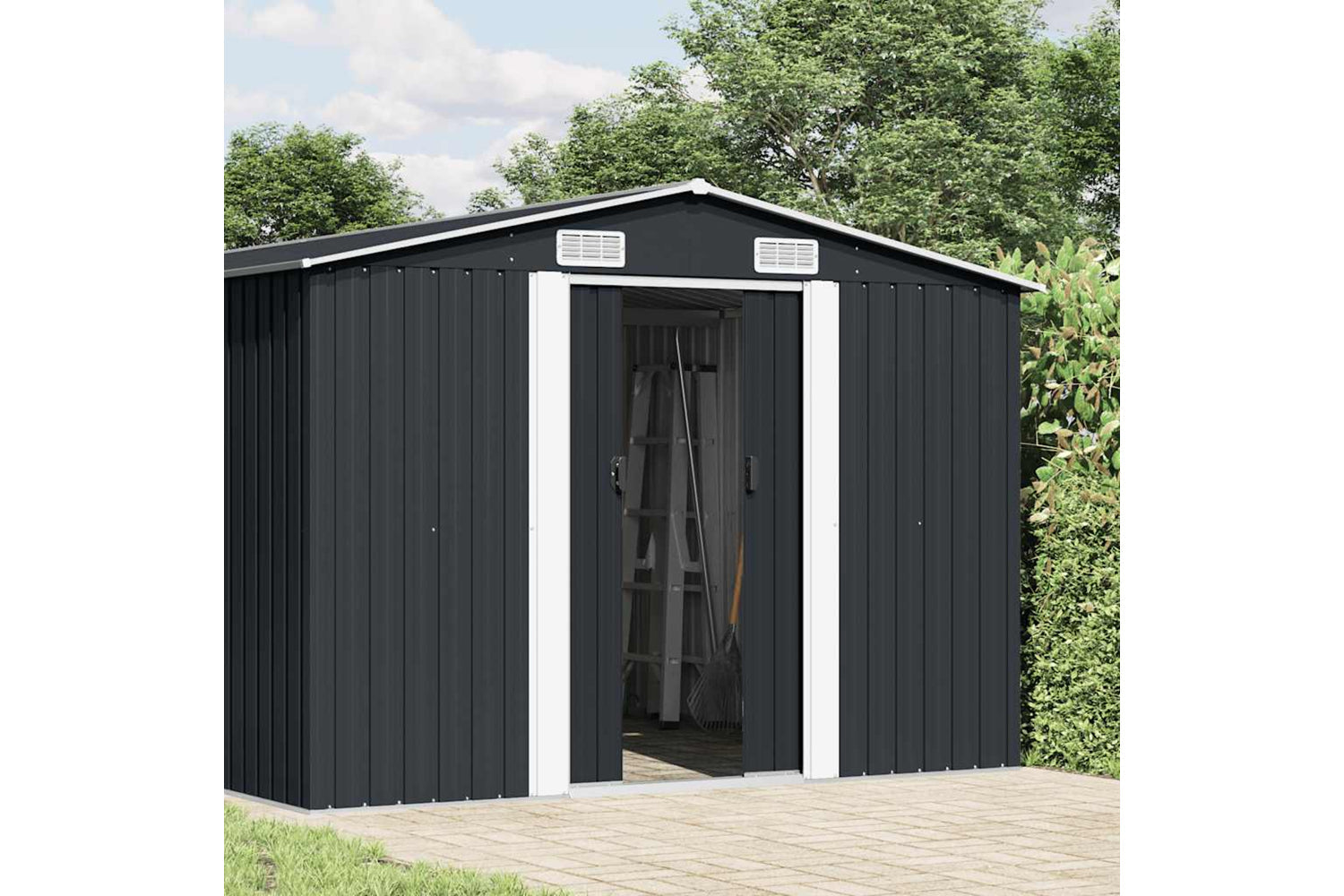 vidaXL 143350 Garden Shed 257x489x181cm Metal Anthracite-2