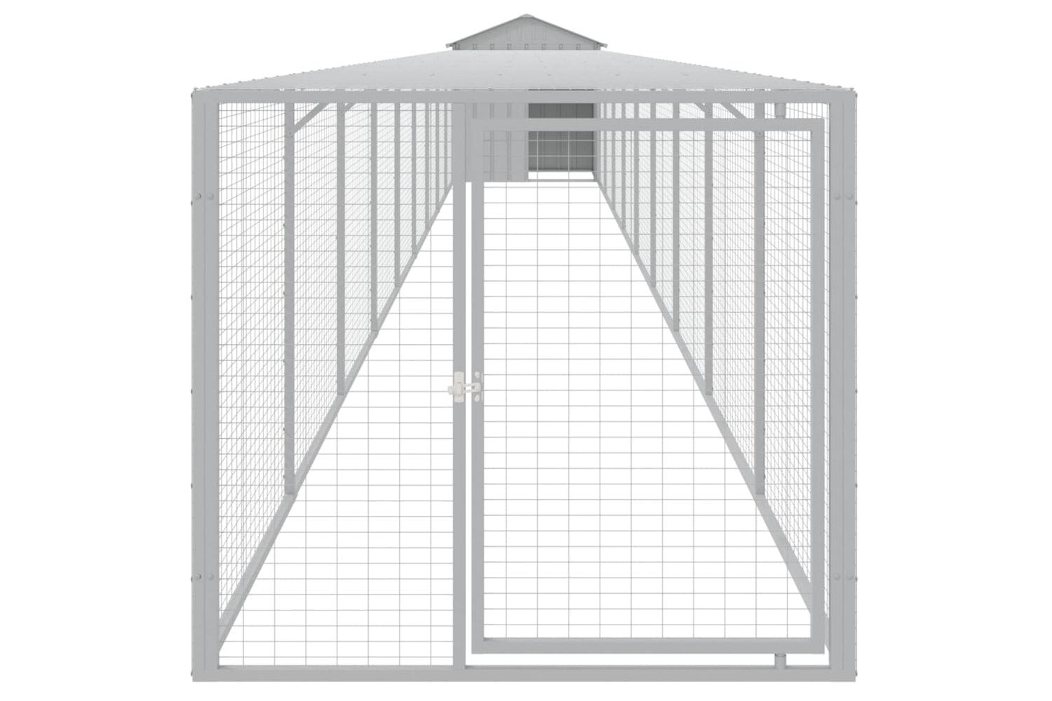 vidaXL 3189077 Chicken Cage With Run Light Grey 117x1017x123cm Galvanised Steel-2