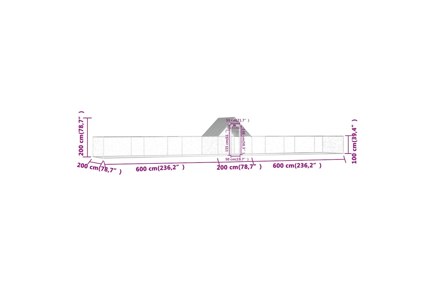 Vidaxl 144564 Chicken Coop 14x2x2 M Galvanised Steel-7