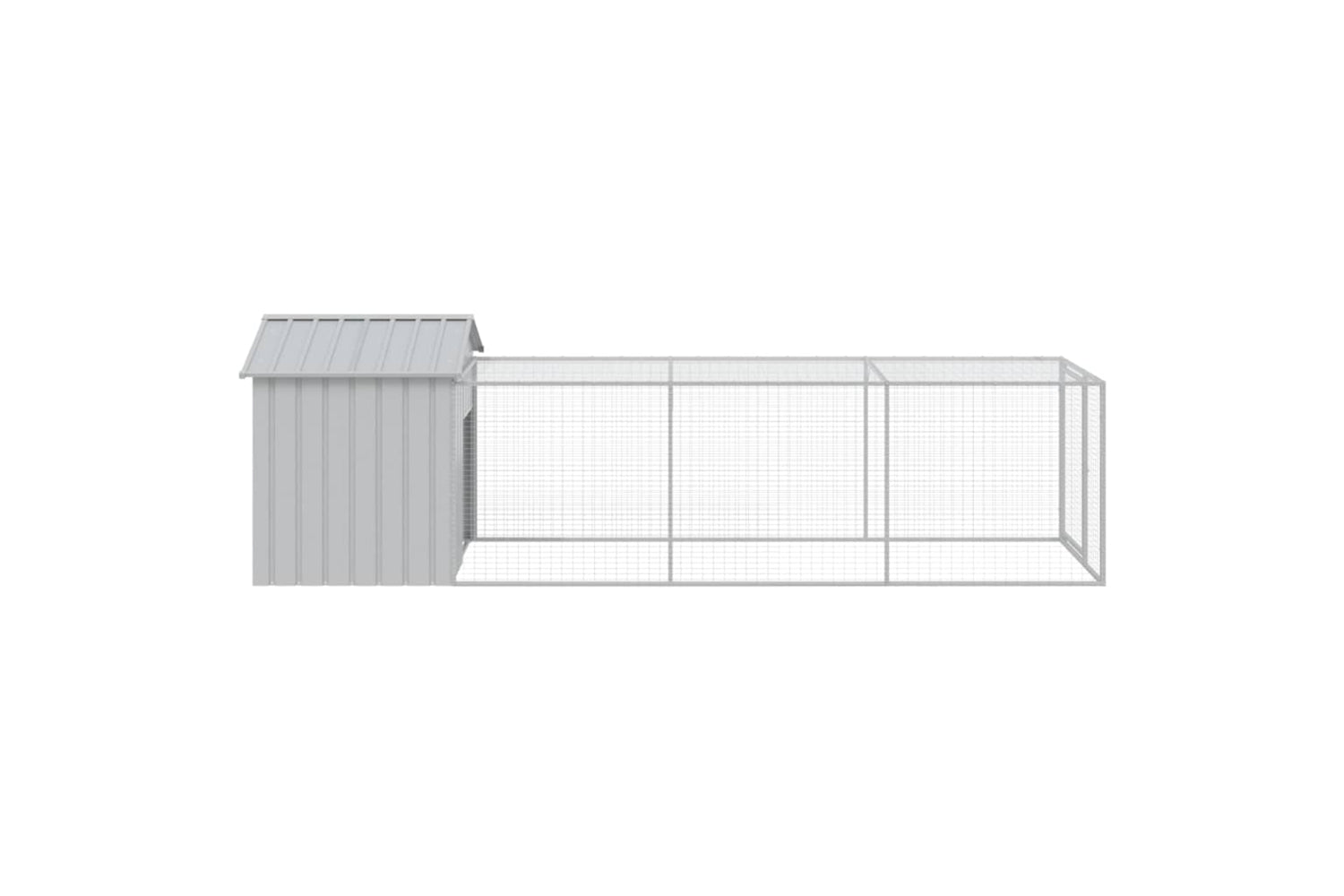 vidaXL 3189074 Chicken Cage With Run Light Grey 117x405x123cm Galvanised Steel-3