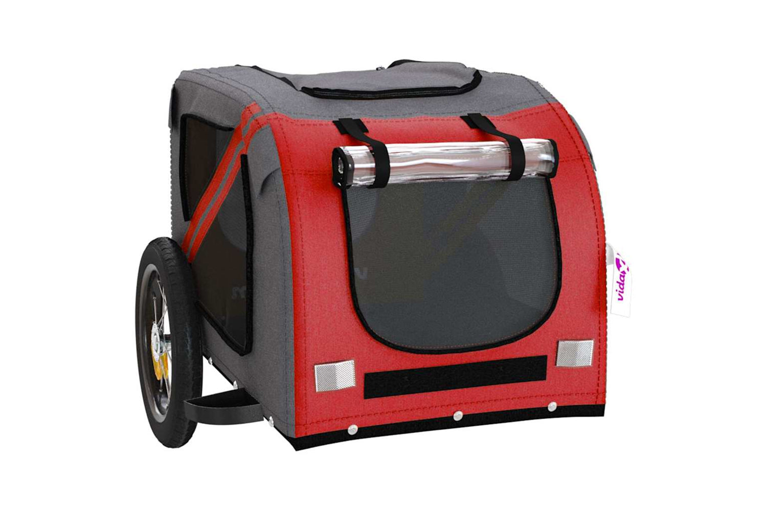Vidaxl 93866 Pet Bike Trailer Red And Grey Oxford Fabric And Iron-4