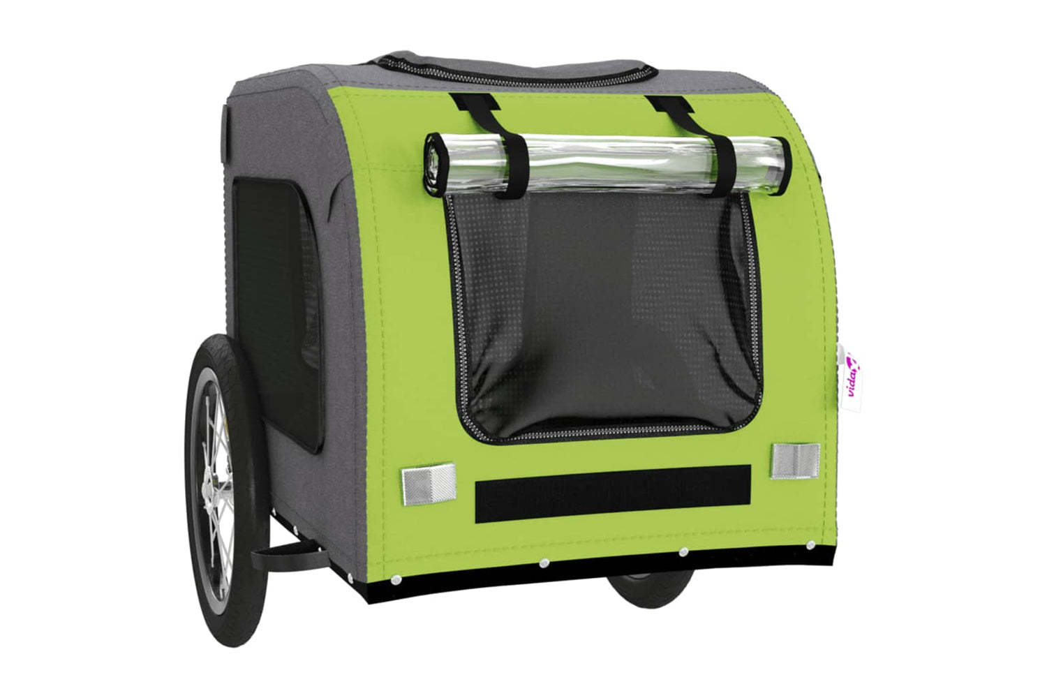 Vidaxl 93836 Pet Bike Trailer Green And Grey Oxford Fabric And Iron-4