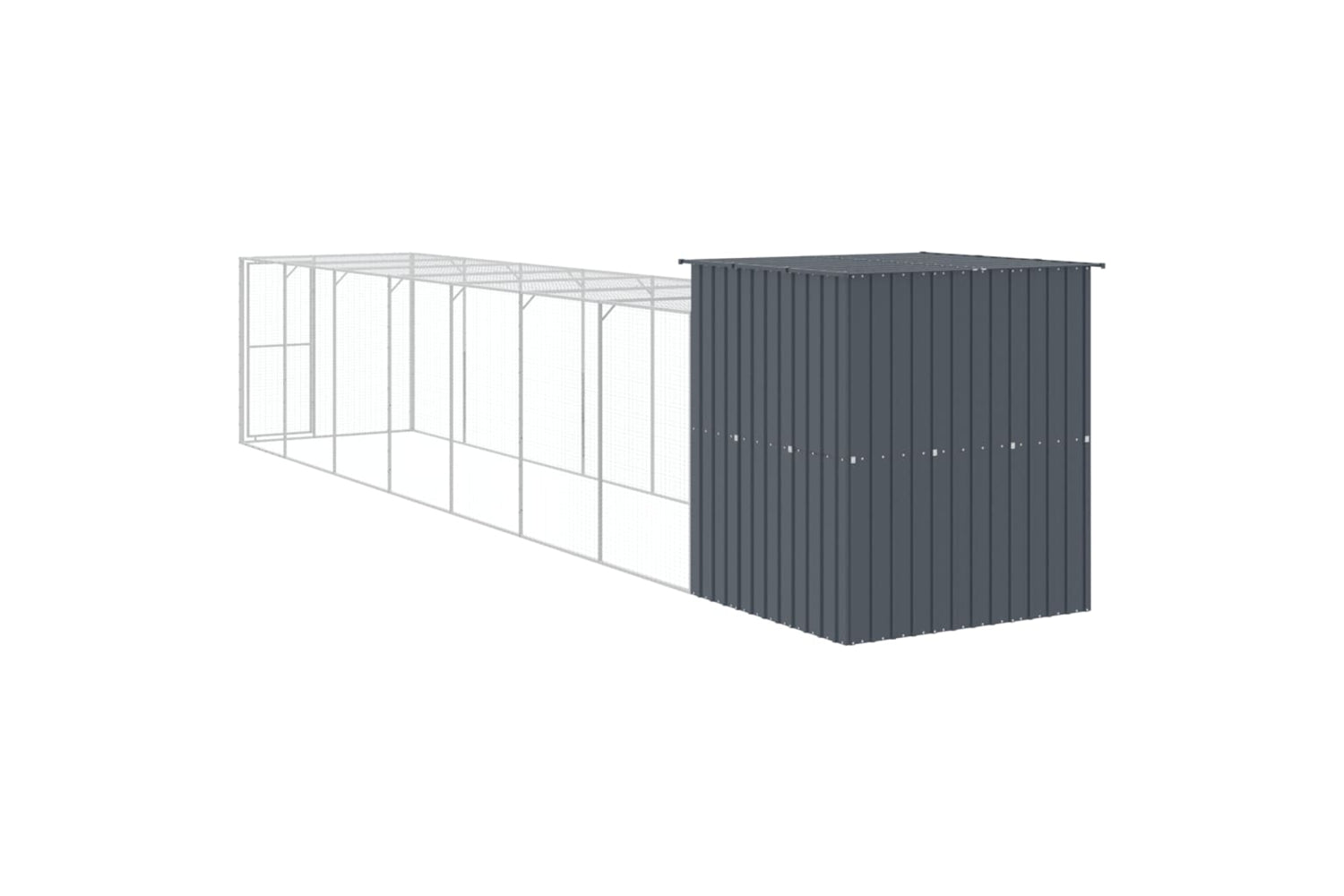vidaXL 3189111 Chicken Cage With Run Anthracite 165x863x181cm Galvanised Steel-4