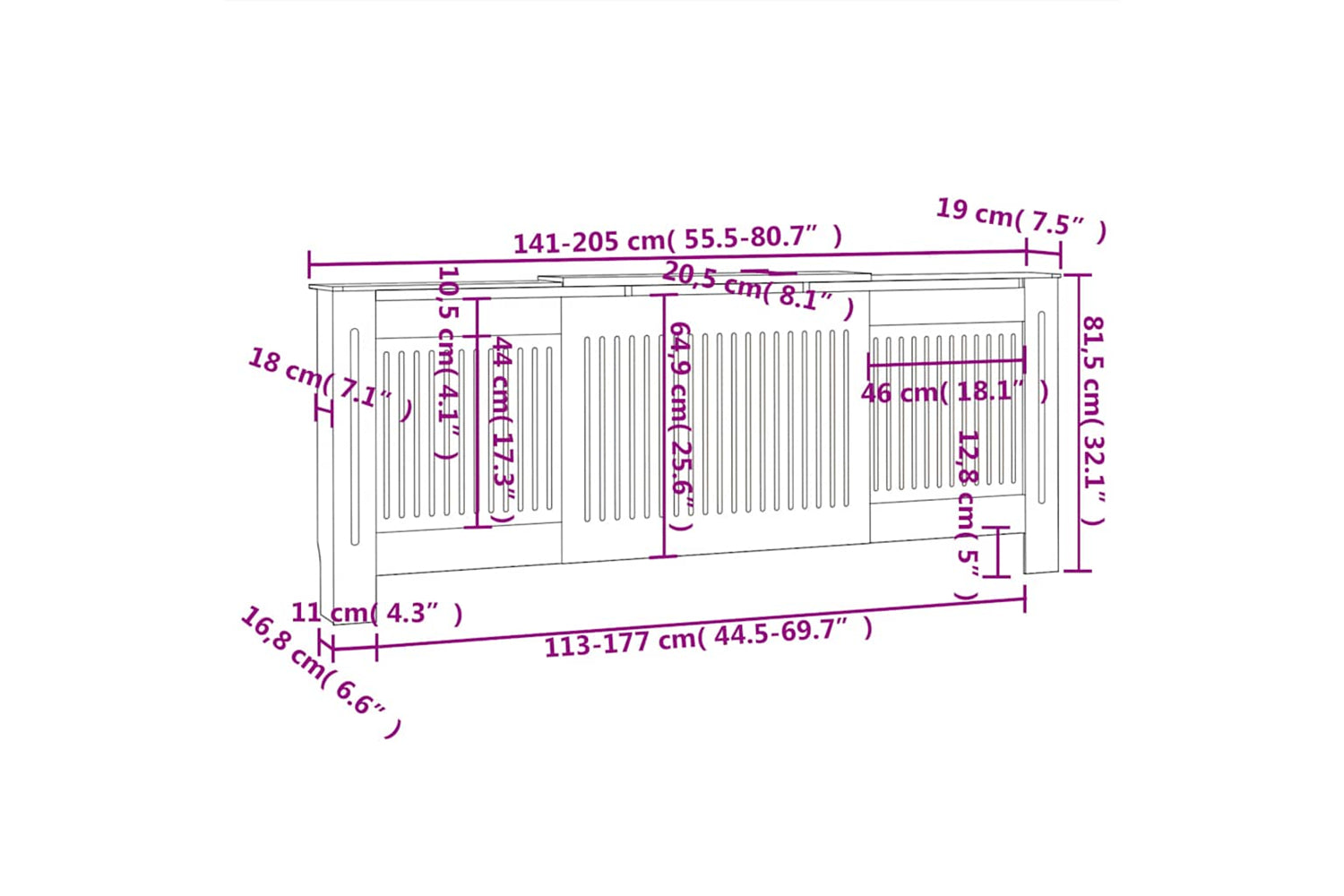 vidaXL Mdf Radiator Cover 205cm-8