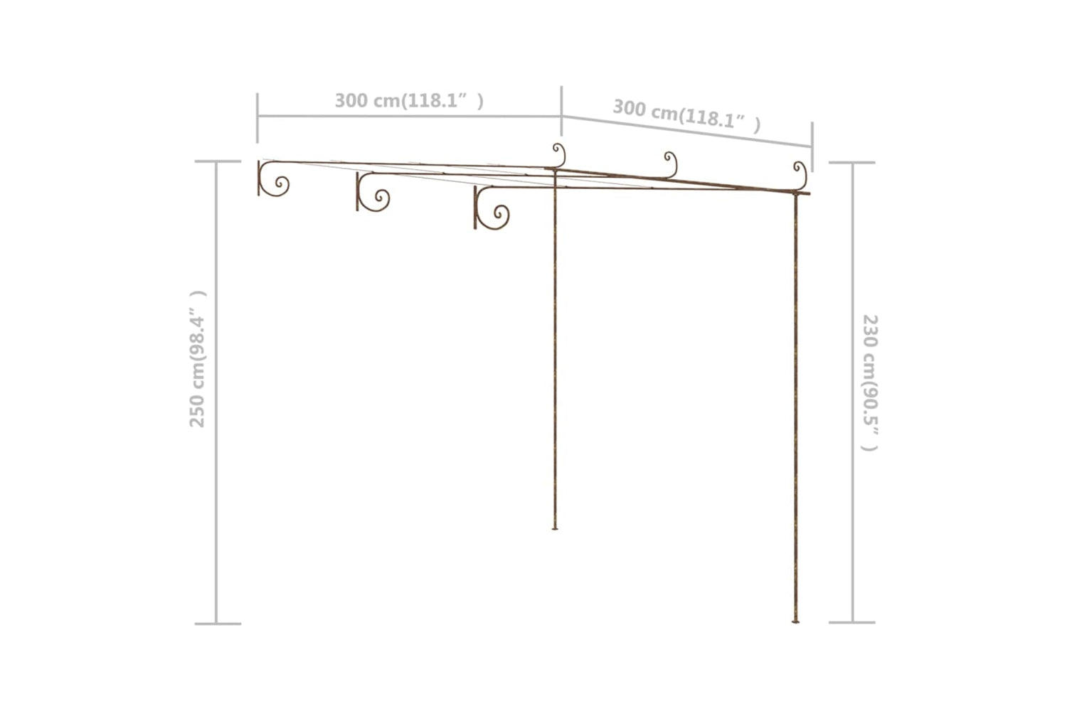 Vidaxl 313997 Garden Pergola Antique Brown 3x3x2.5 M Iron-6