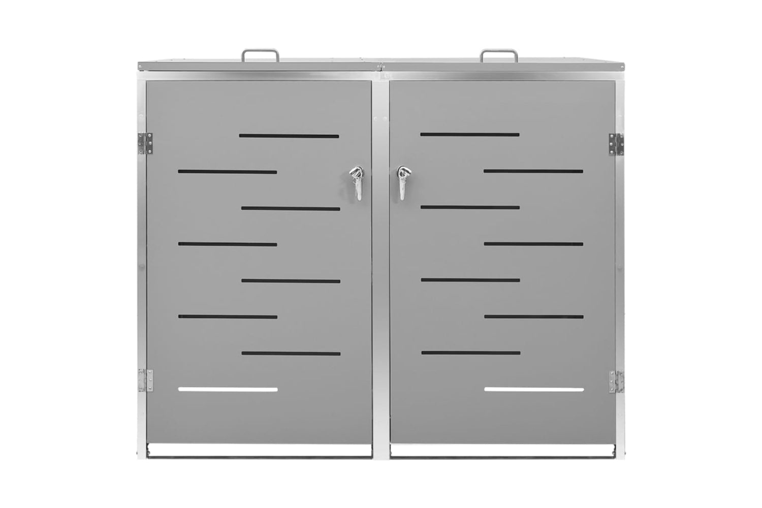 vidaXL Double Wheelie Bin Shed 138x77.5x112.5cm Stainless Steel-2