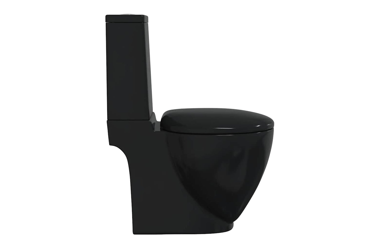 vidaXL 3059889 Bottom Water Flow WC Ceramic Round Toilet | Black-4