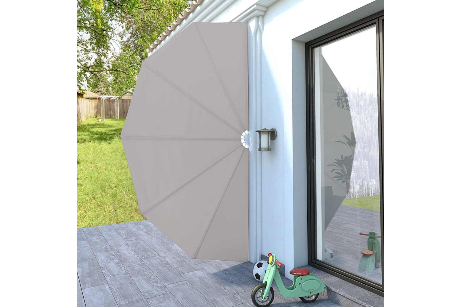 vidaXL 44578 Collapsible Terrace Side Awning Cream 200cm-2