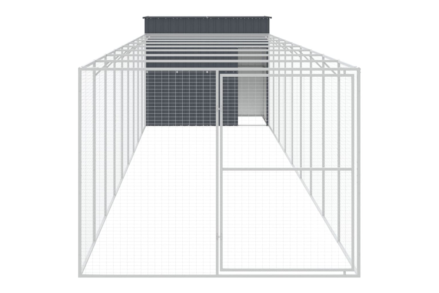vidaXL 3189123 Dog House With Run Anthracite 214x1069x181cm Galvanised Steel-2