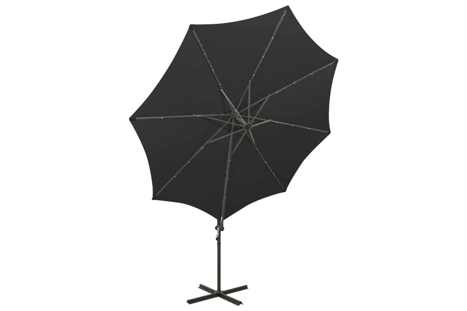 Vidaxl 312340 Cantilever Umbrella With Pole And Led Lights Black 300 Cm-4