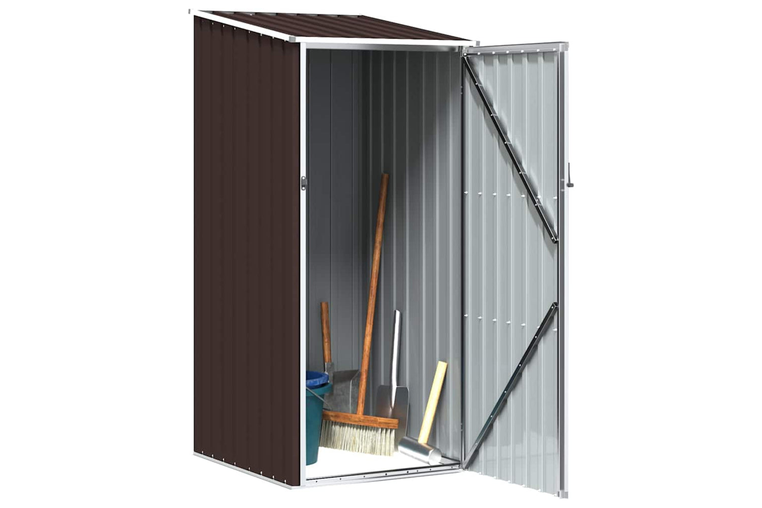 vidaXL 46292 Garden Shed Brown 87x98x159cm Galvanised Steel-3