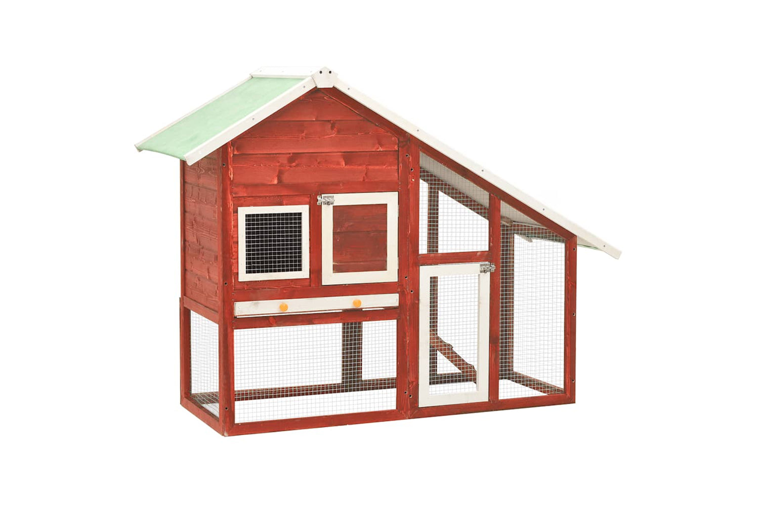 vidaXL 170871 Rabbit Hutch Red And White 140x63x120cm Solid Firwood-5
