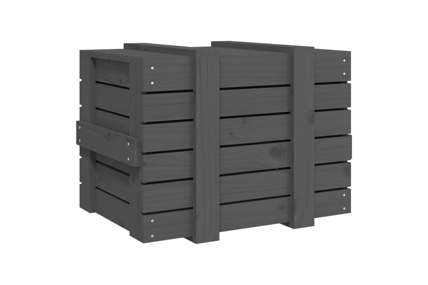vidaXL 824995 Storage Box Grey 58x40.5x42cm Solid Wood Pine-5