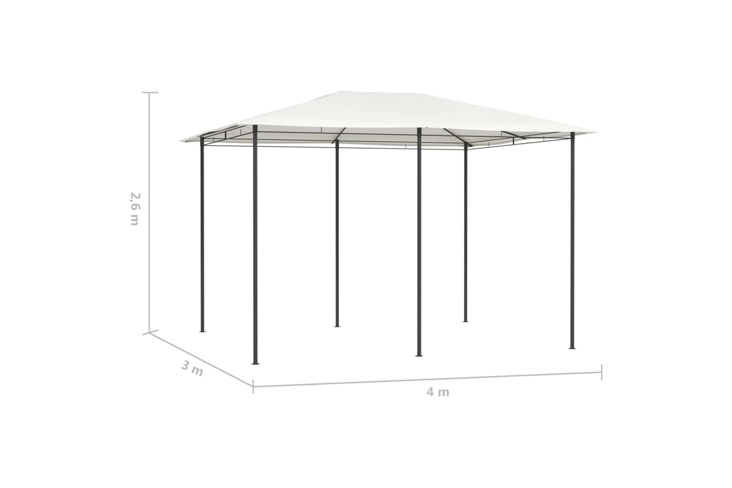 Vidaxl 313614 Gazebo 3x4x2.6 M Cream 160 G/mâ²-4