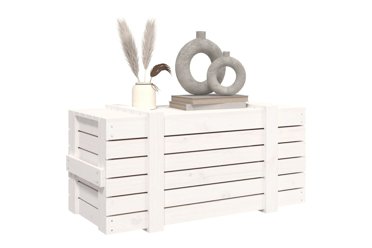 vidaXL 824999 Storage Box White 91x40.5x42cm Solid Wood Pine-4