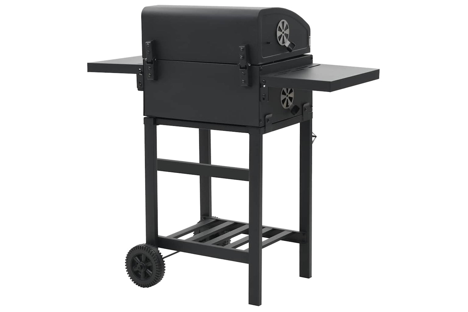 Vidaxl Charcoal-fueled Bbq Grill With Bottom Shelf Black-4