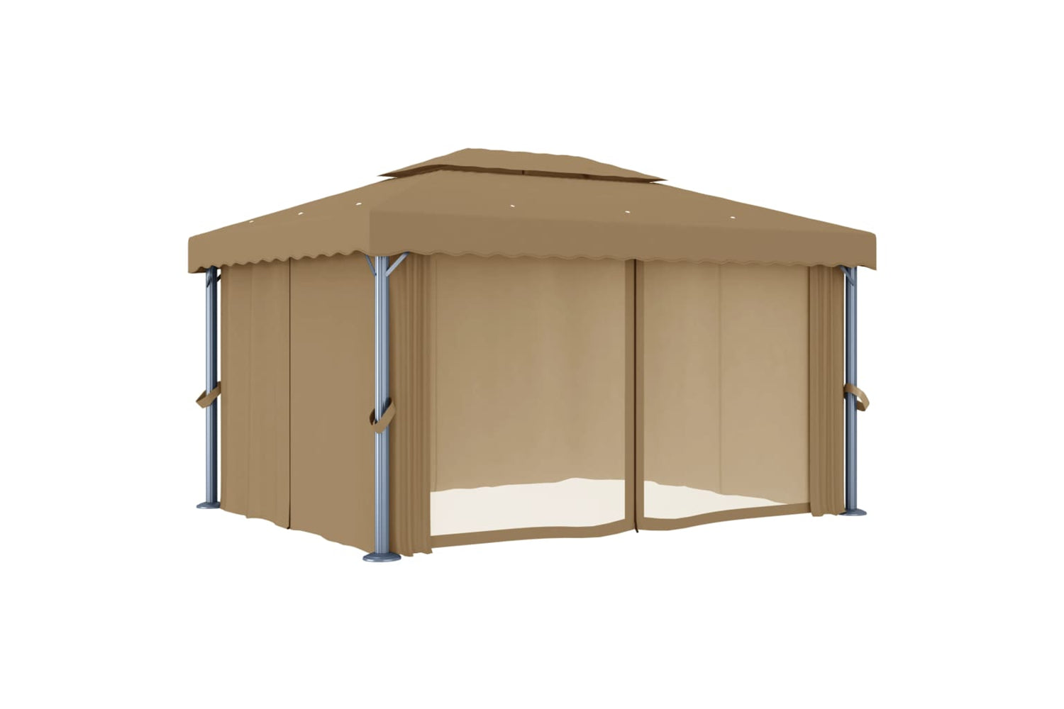 Vidaxl 3067050 Gazebo With Curtain 4x3 M Taupe Aluminium-3