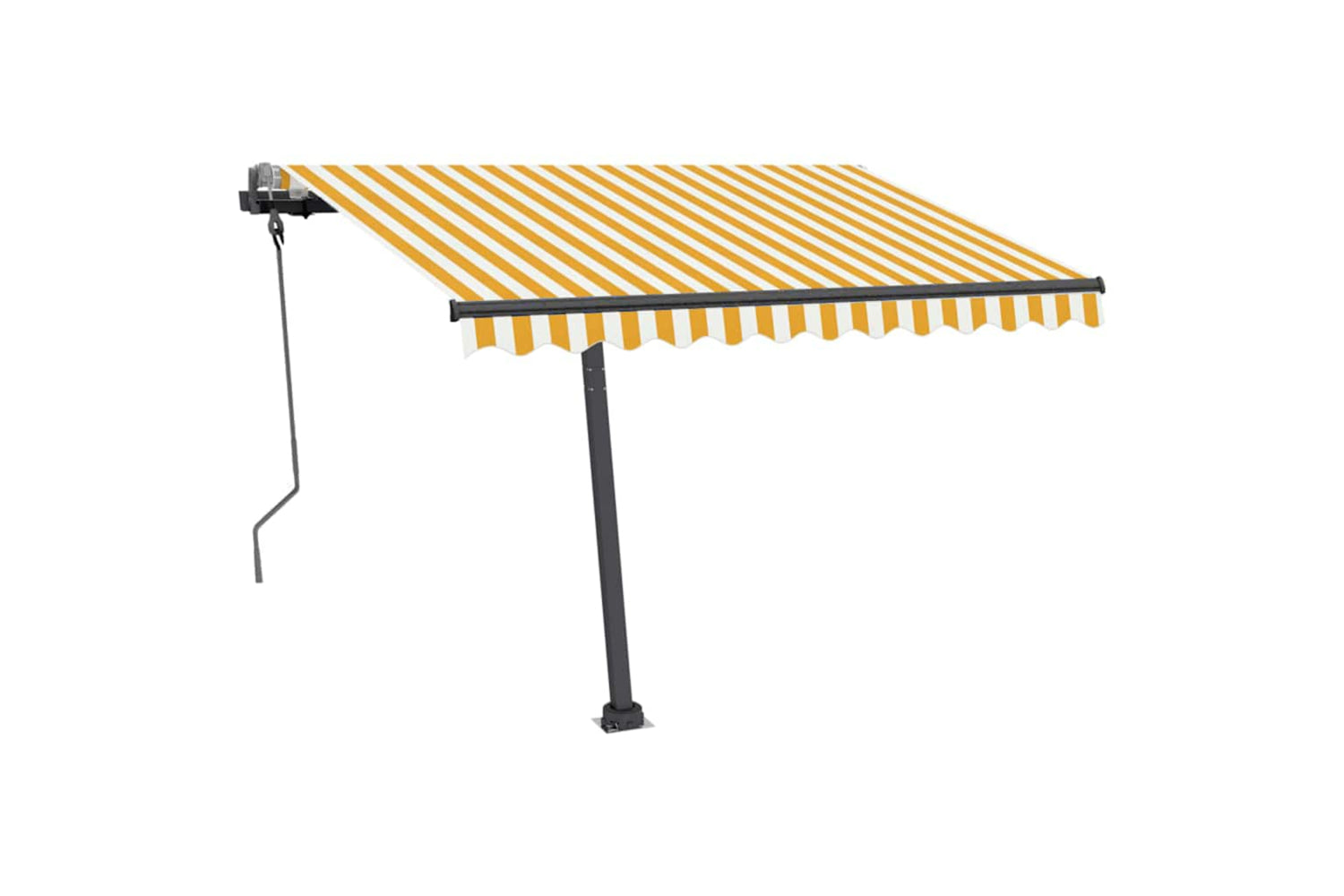 Vidaxl Manual Retractable Awning With Led 300x250 Cm Yellow And White-4