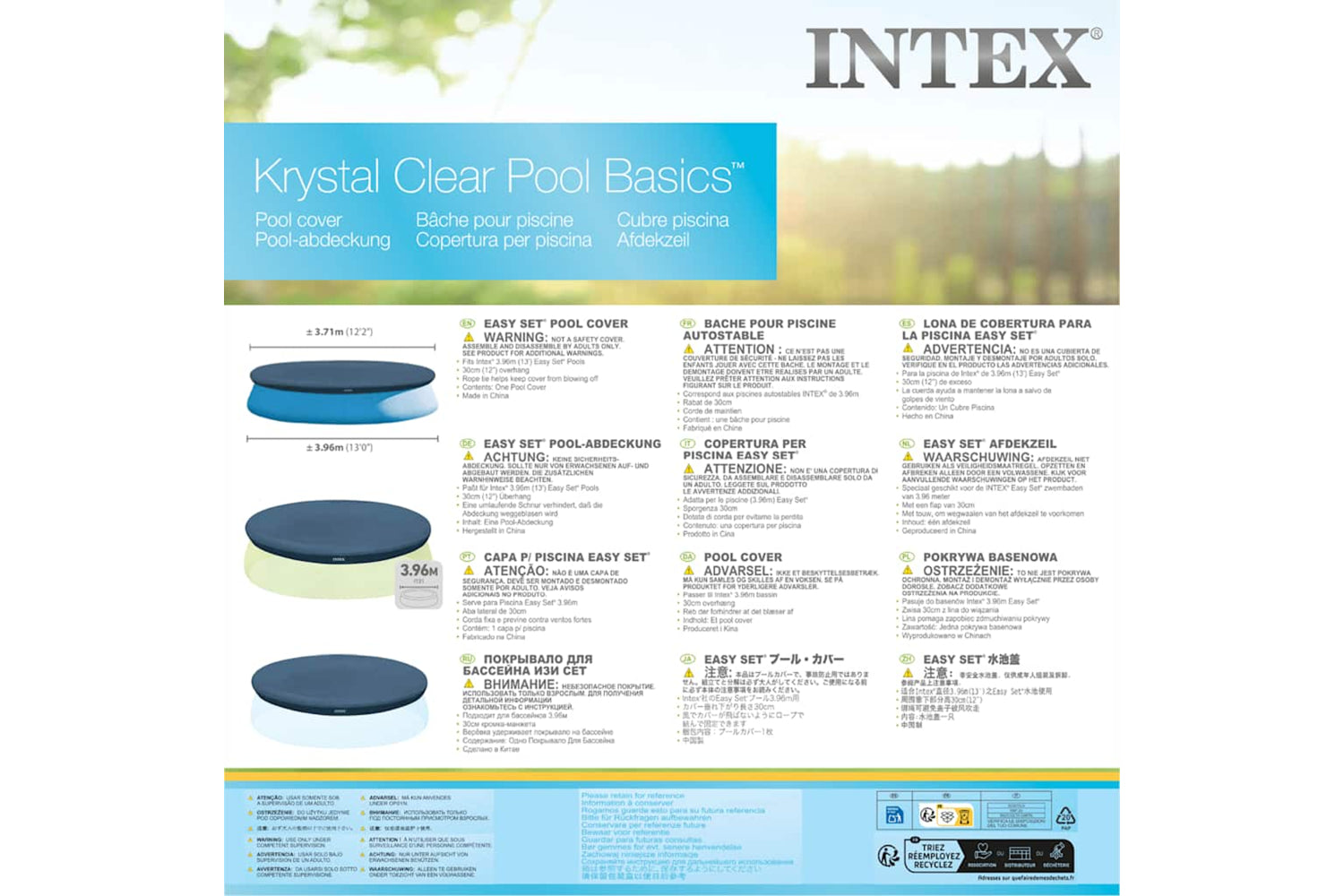 Intex 91508 Intex Pool Cover Round 396 Cm 28026-3