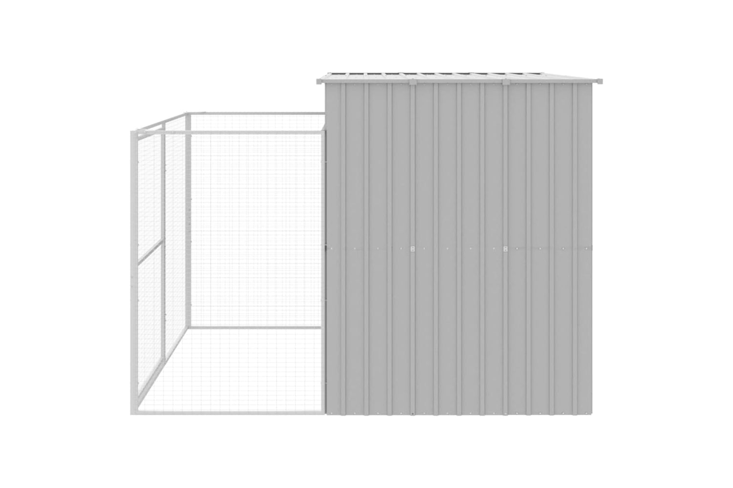 vidaXL 3189125 Dog House With Run Light Grey 214x253x181cm Galvanised Steel-4