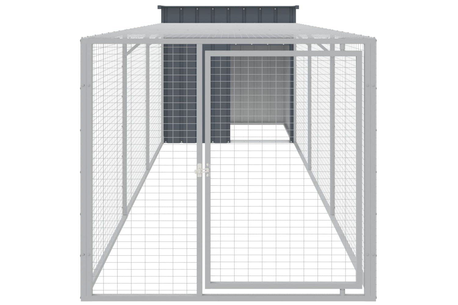vidaXL 3189089 Chicken Cage With Run Anthracite 110x405x110cm Galvanised Steel-2