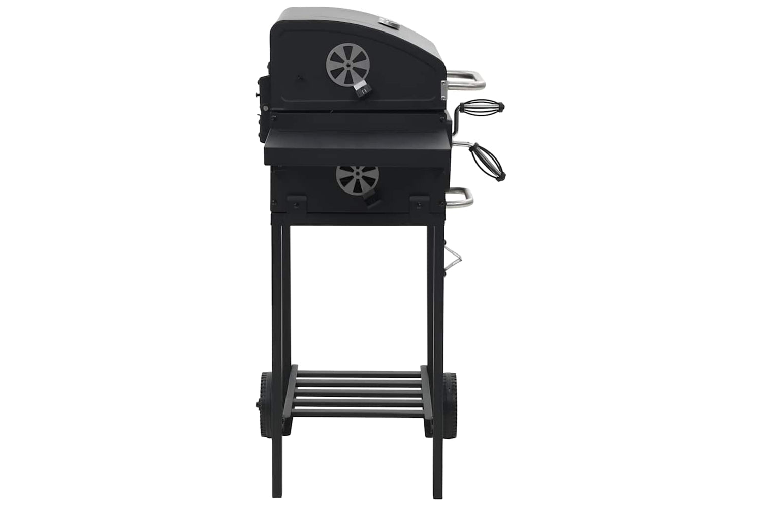 Vidaxl Charcoal-fueled Bbq Grill With Bottom Shelf Black-3