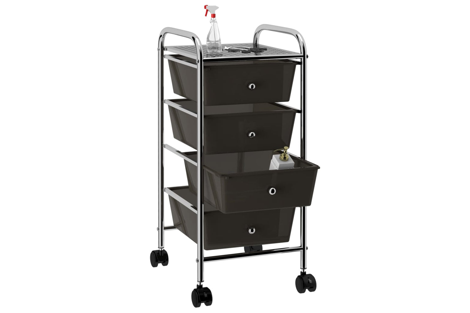 Vidaxl 320398 4-drawer Mobile Storage Trolley Black Plastic-3