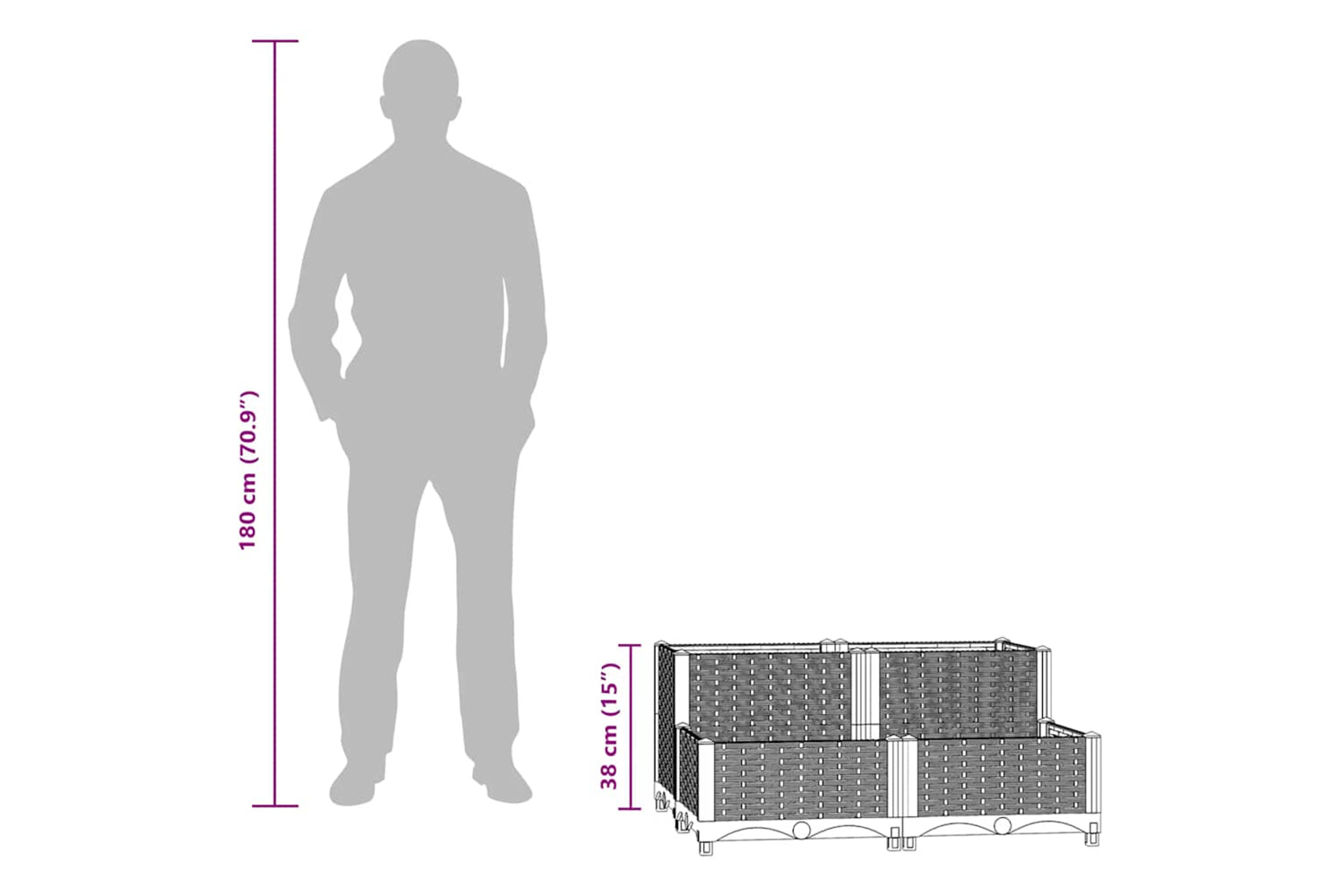 vidaXL 310409 Raised Bed 80x80x38cm Polypropylene-7