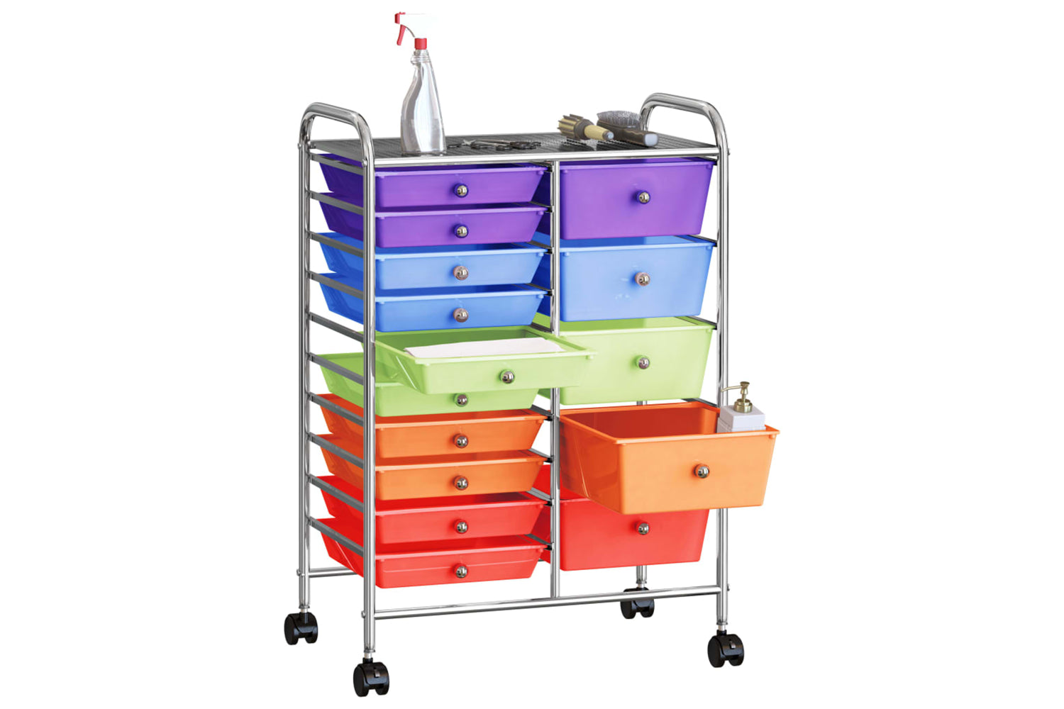 Vidaxl 320410 Xxl 15-drawer Mobile Storage Trolley Multicolour Plastic-3