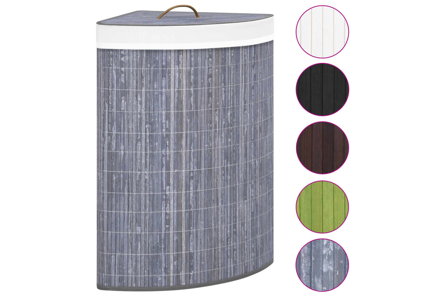 Vidaxl 320761 Bamboo Corner Laundry Basket Grey 60 L-2