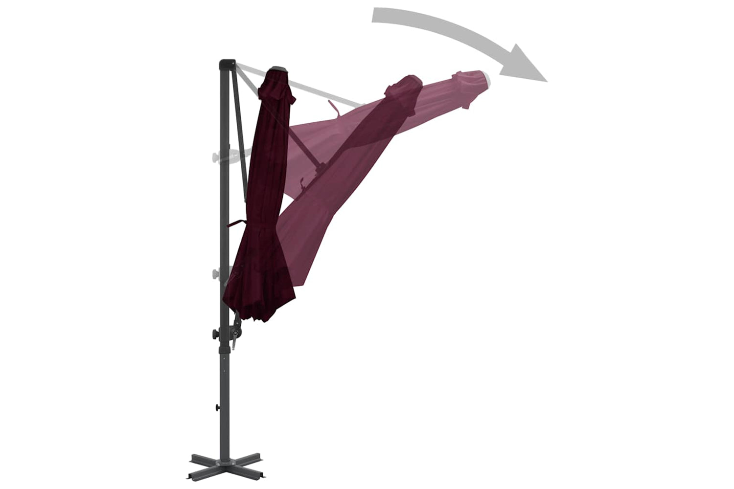vidaXL 312306 Cantilever Umbrella With Aluminium Pole Red 300cm-3