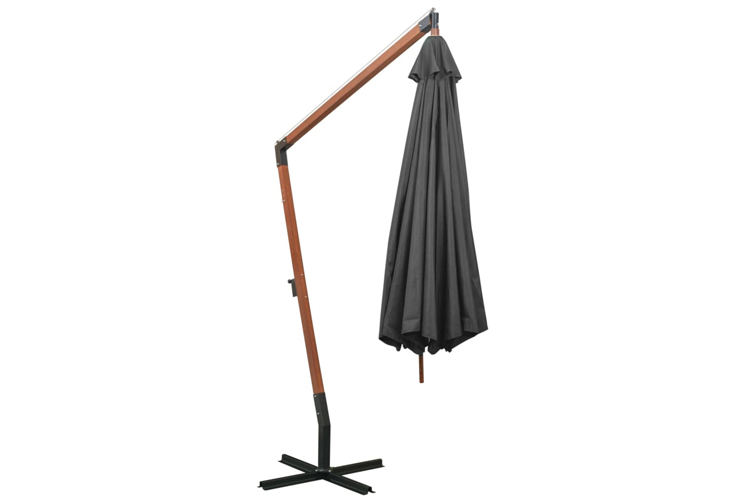 Vidaxl 313768 Hanging Parasol With Pole Anthracite 3.5x2.9 M Solid Fir Wood-4