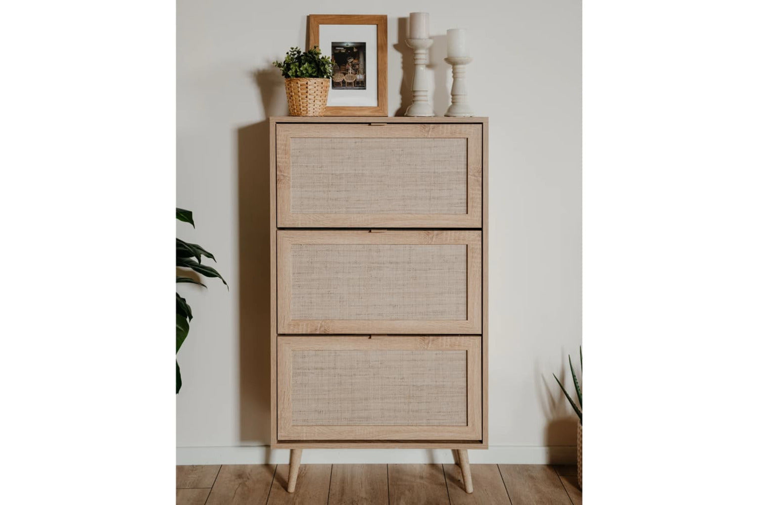 Finori Shoe Cabinet Bali 49a Sonoma Oak And Cane Print-3