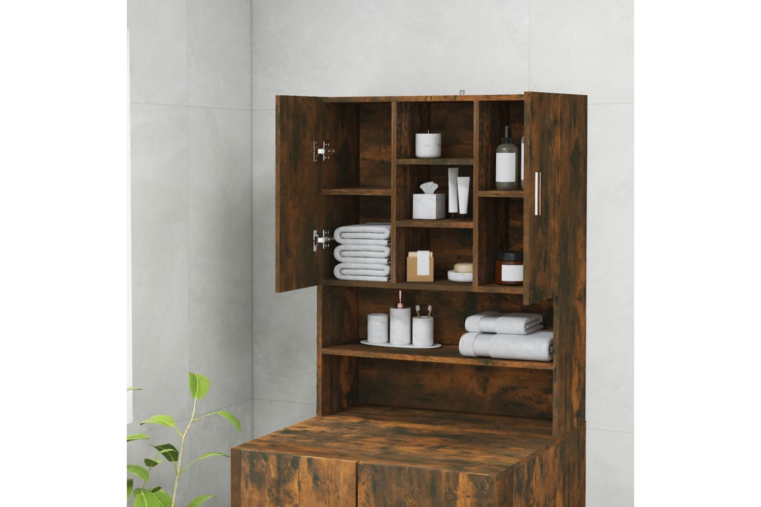 vidaXL 815945 Washing Machine Cabinet Smoked Oak 70.5x25.5x90cm-2