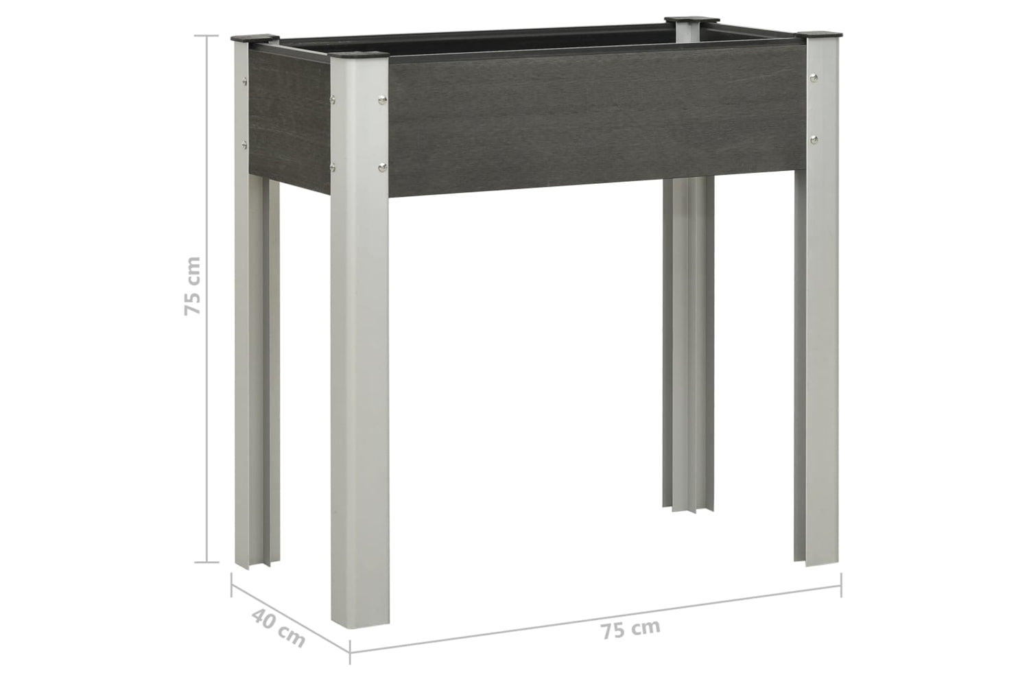 vidaXL 149010 Garden Raised Bed 75x40x75cm Wpc Grey-6