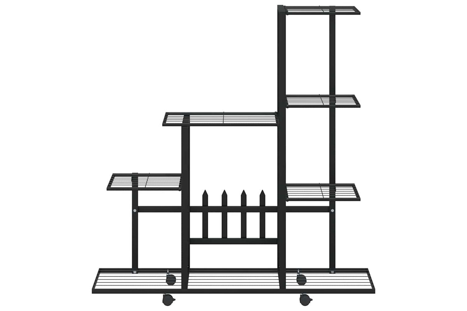 vidaXL 336114 Flower Stand With Wheel 94.5x25x92.5cm Black Metal-3