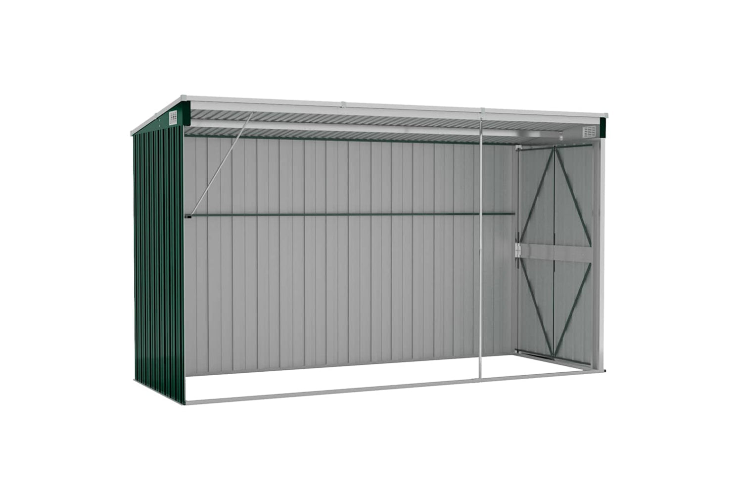 vidaXL 316225 Wall-mounted Garden Shed Green 118x288x178cm Galvanised Steel-5